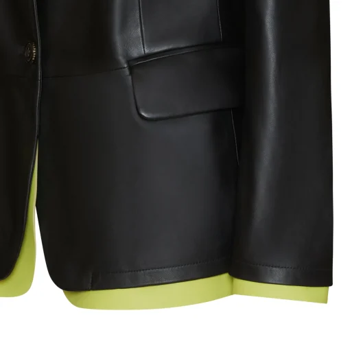 Black Nappa Leather Blazer With Contrasting Edging | Fratelli Rossetti