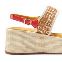 Almond/scarlet Wedge Sandal | Fratelli Rossetti