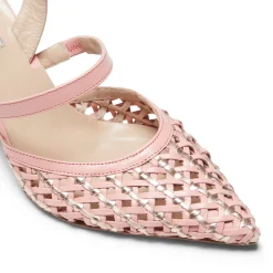 Baby Pink Woven Leather Slingback Sandal | Fratelli Rossetti