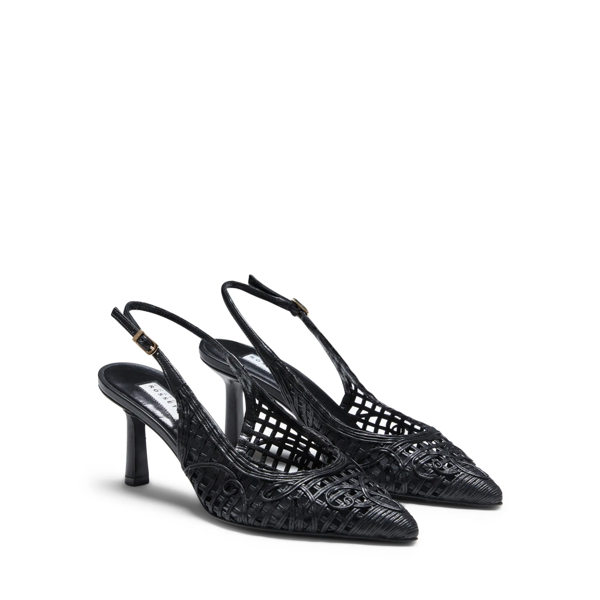 Black Leather Slingback Sandal | Fratelli Rossetti