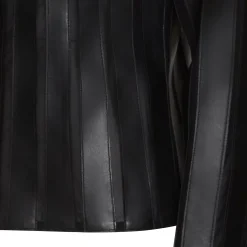 Black Nappa Leather And Organza Jacket | Fratelli Rossetti