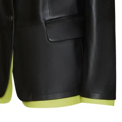 Black Nappa Leather Blazer With Contrasting Edging | Fratelli Rossetti