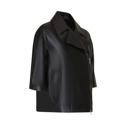 Black Nappa Leather Cape | Fratelli Rossetti