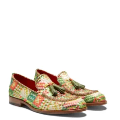 Brera Loafer In Emerald Green Embroidered Fabric | Fratelli Rossetti