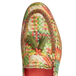 Brera Loafer In Emerald Green Embroidered Fabric | Fratelli Rossetti