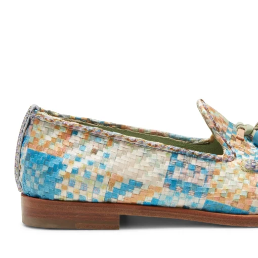 Brera Loafer In Light Blue Embroidered Fabric | Fratelli Rossetti