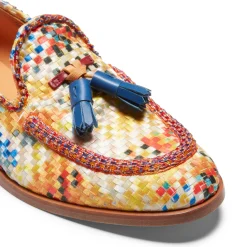 Brera Loafer In Sun Yellow Embroidered Fabric | Fratelli Rossetti