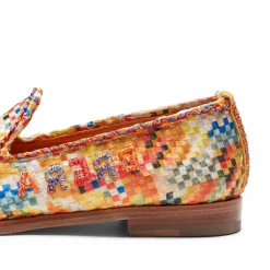 Brera Loafer In Sun Yellow Embroidered Fabric | Fratelli Rossetti