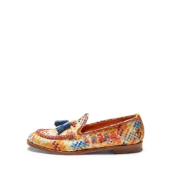 Brera Loafer In Sun Yellow Embroidered Fabric | Fratelli Rossetti