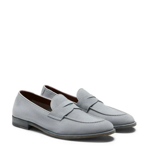 Denim-blue Suede Loafer | Fratelli Rossetti