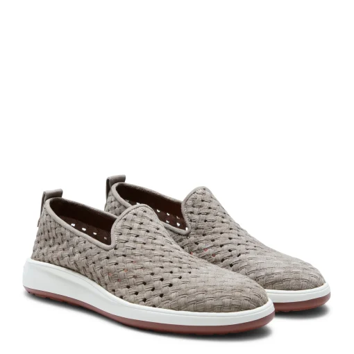 Dove Grey Woven Suede Sneaker | Fratelli Rossetti