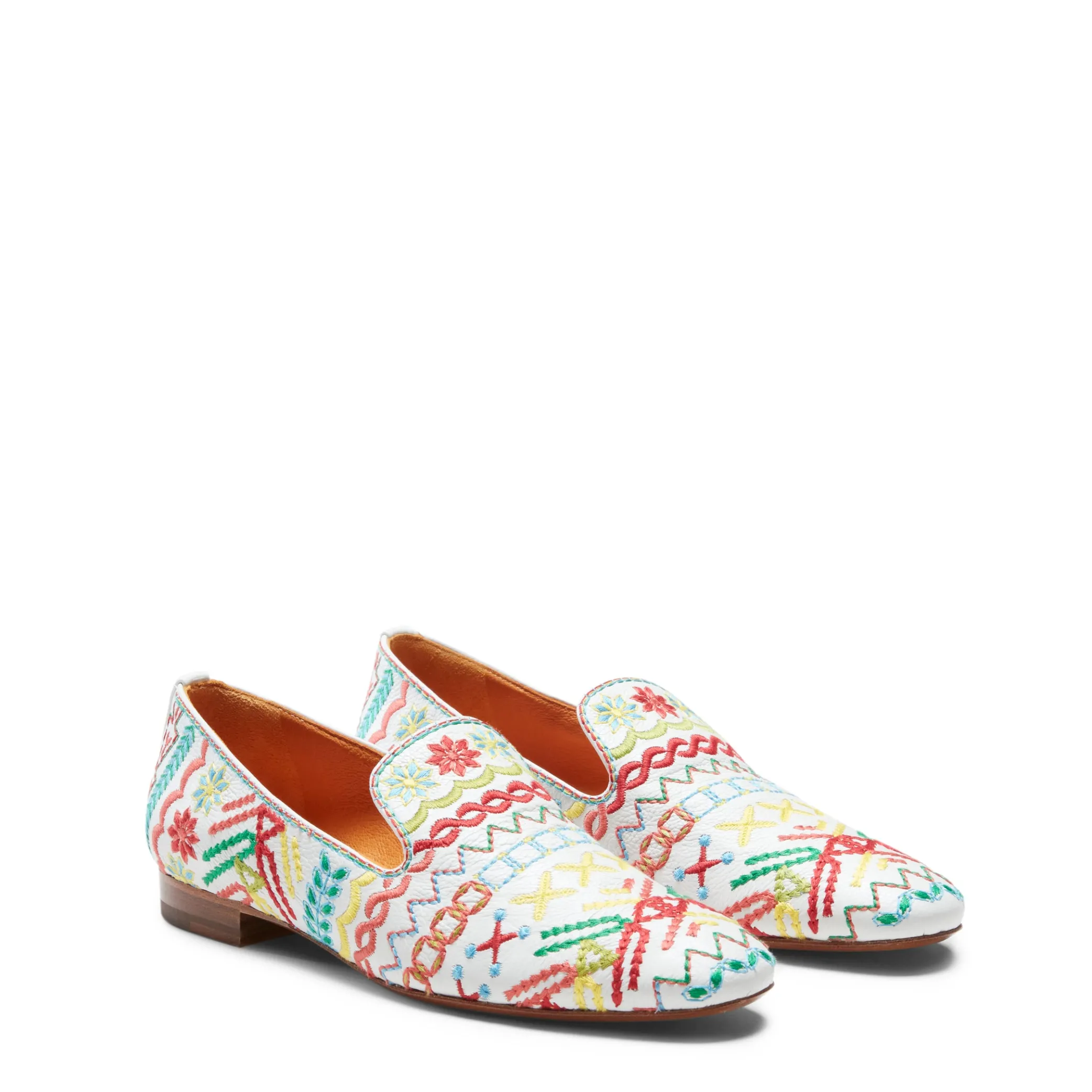 Embroidered Multicoloured Leather Slippers | Fratelli Rossetti