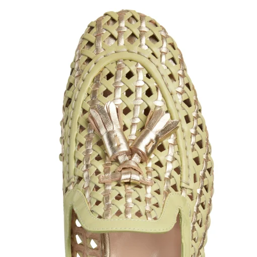 Lime Green Woven Leather Brera Loafer | Fratelli Rossetti