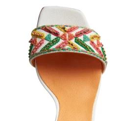 Multicoloured Embroidered Leather Sandal | Fratelli Rossetti