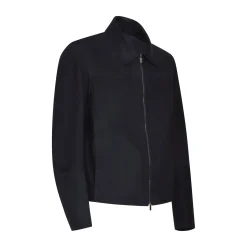 Navy Blue Suede Jacket | Fratelli Rossetti
