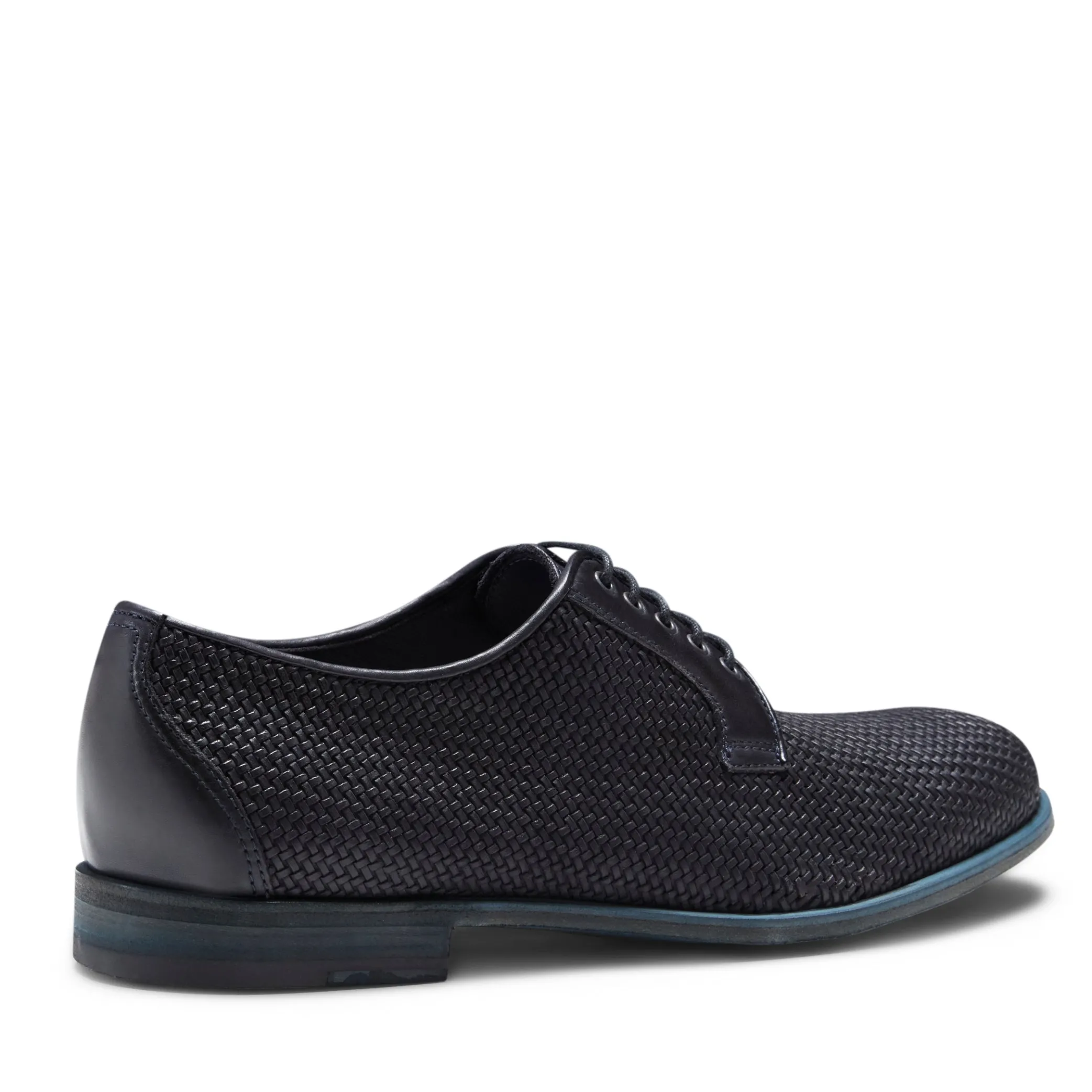 Navy Blue Woven Leather Lace-up Shoe | Fratelli Rossetti
