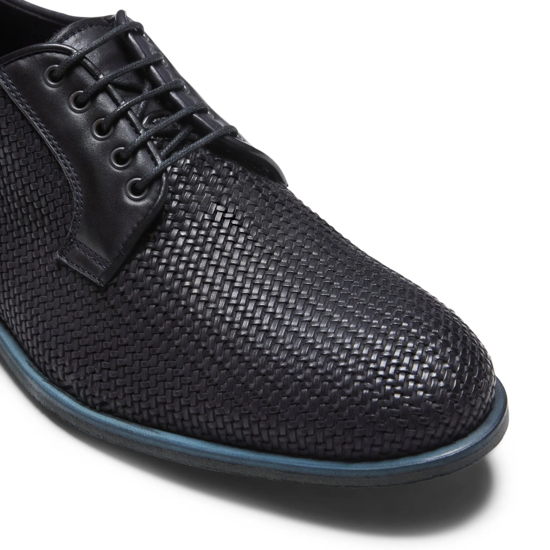 Navy Blue Woven Leather Lace-up Shoe | Fratelli Rossetti