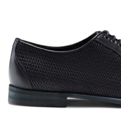 Navy Blue Woven Leather Lace-up Shoe | Fratelli Rossetti