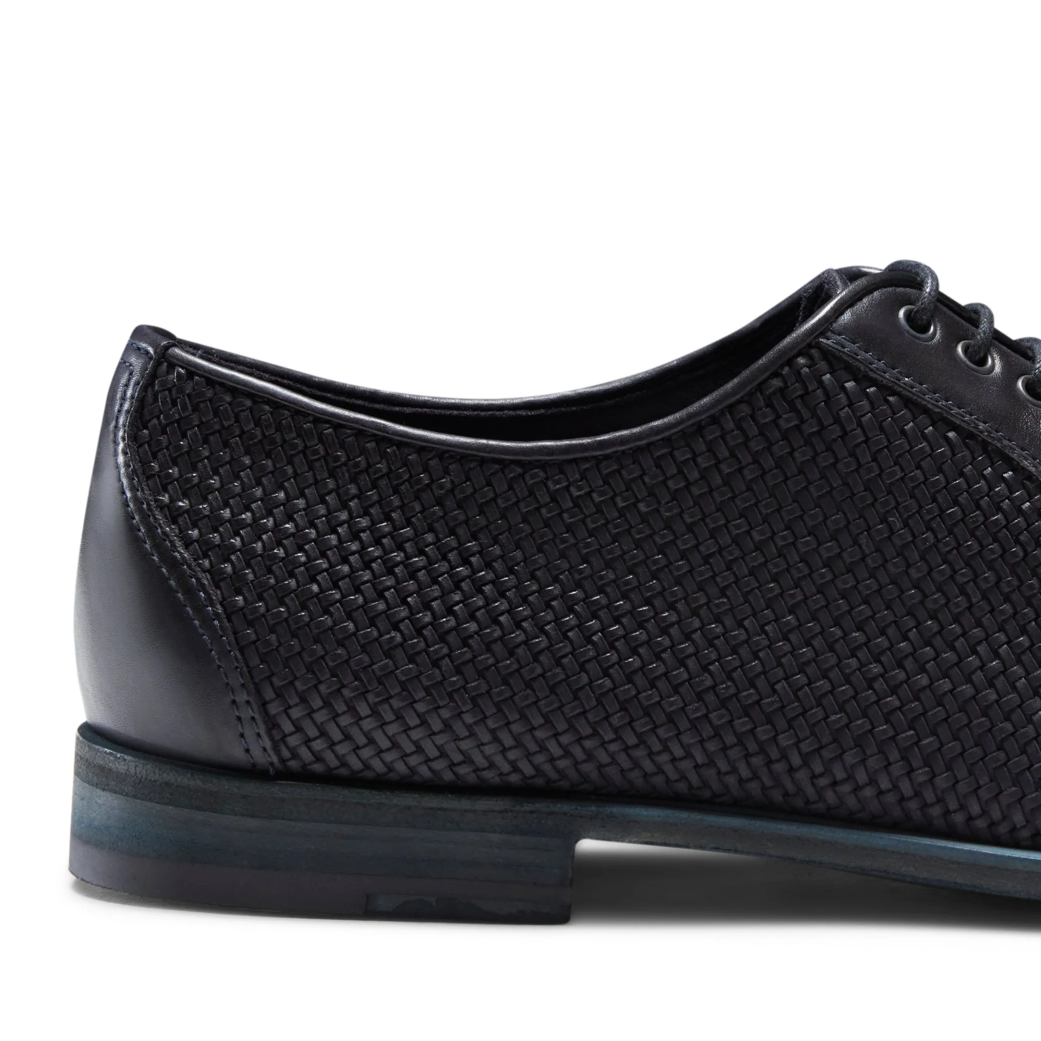 Navy Blue Woven Leather Lace-up Shoe | Fratelli Rossetti