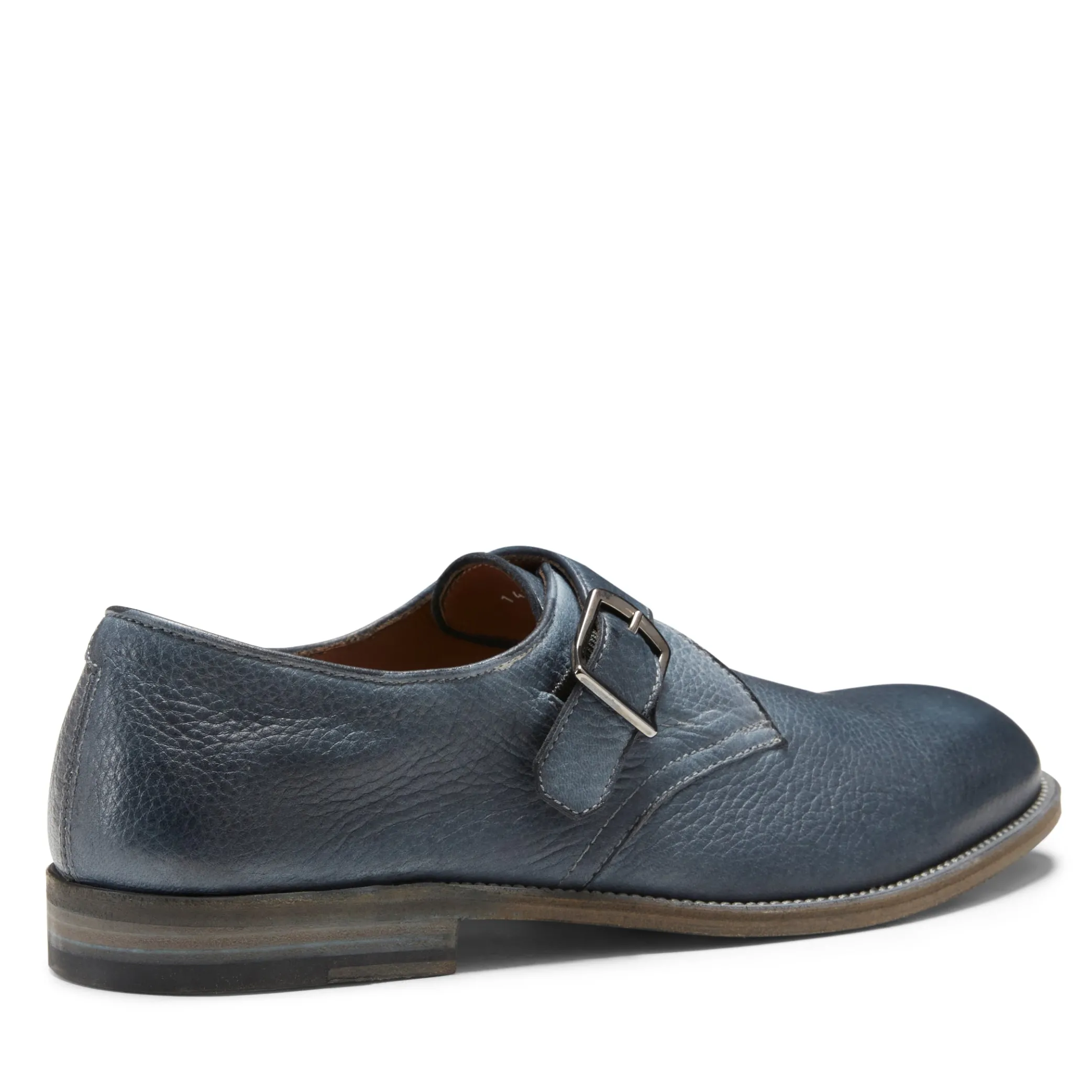 Ocean Blue Leather Double-buckle Derby Shoe | Fratelli Rossetti