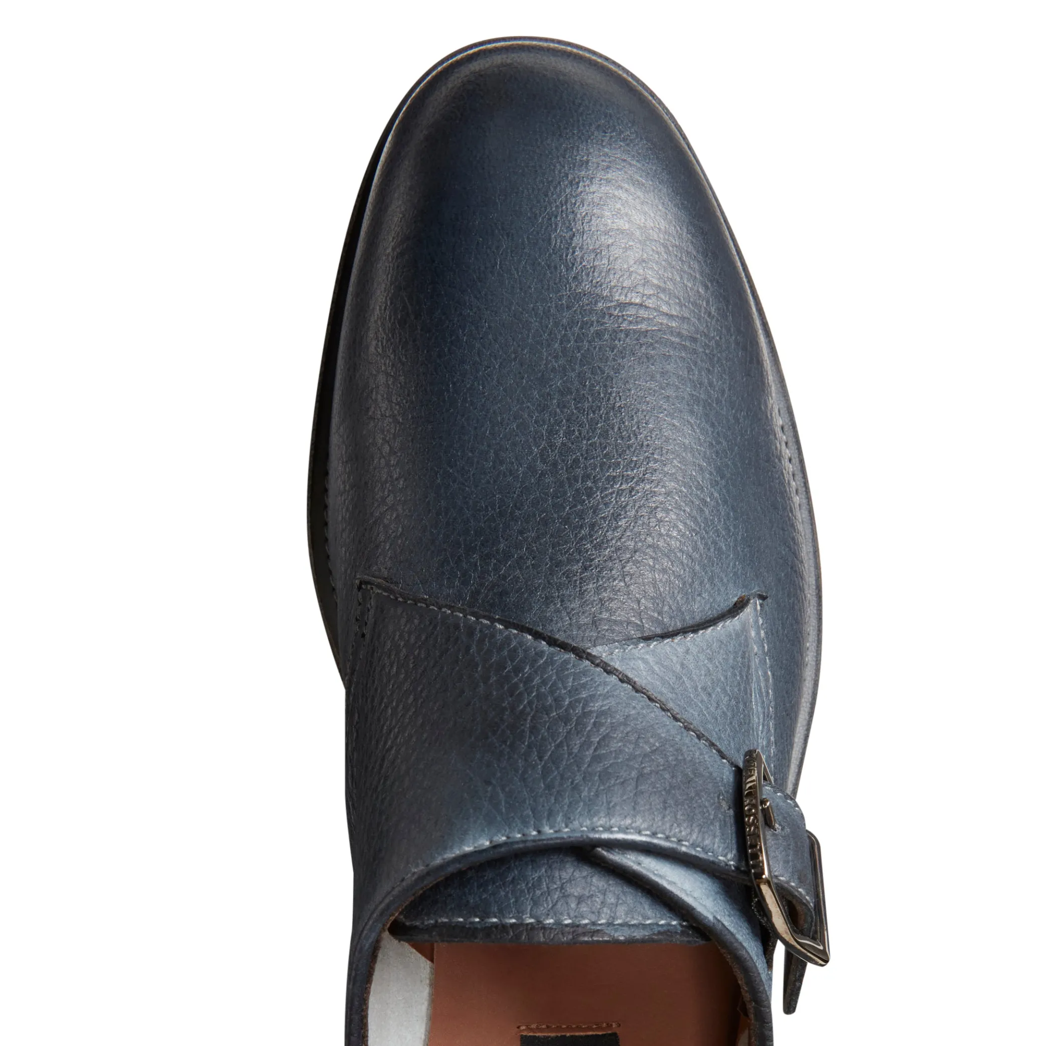 Ocean Blue Leather Double-buckle Derby Shoe | Fratelli Rossetti