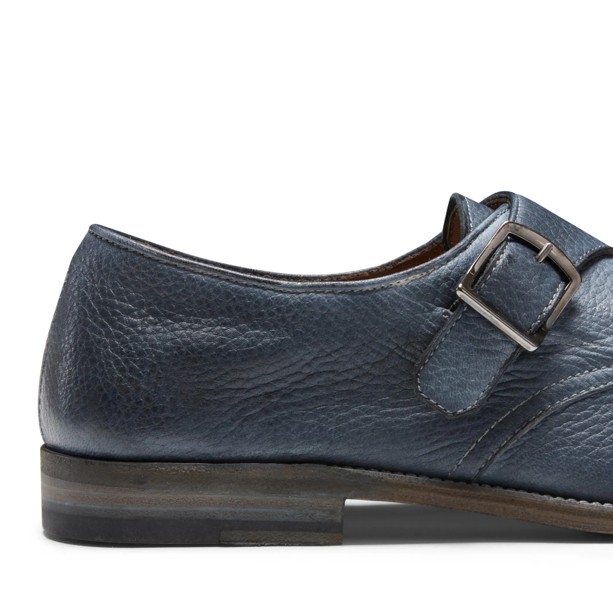 Ocean Blue Leather Double-buckle Derby Shoe | Fratelli Rossetti