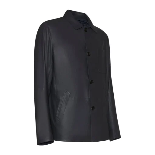 Reversible Blue Suede Jacket | Fratelli Rossetti