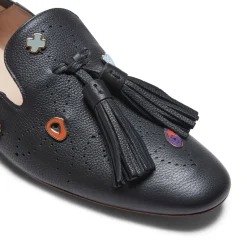 Slipper Donna In Pelle Nera-Fratelli Rossetti