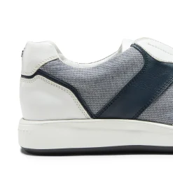 White And Blue Leather And Fabric Sneakers | Fratelli Rossetti