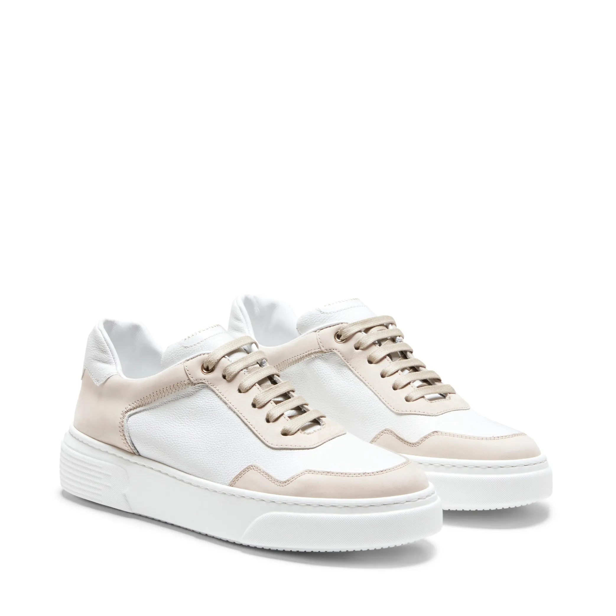 White And Dove Grey Leather And Suede Sneakers | Fratelli Rossetti