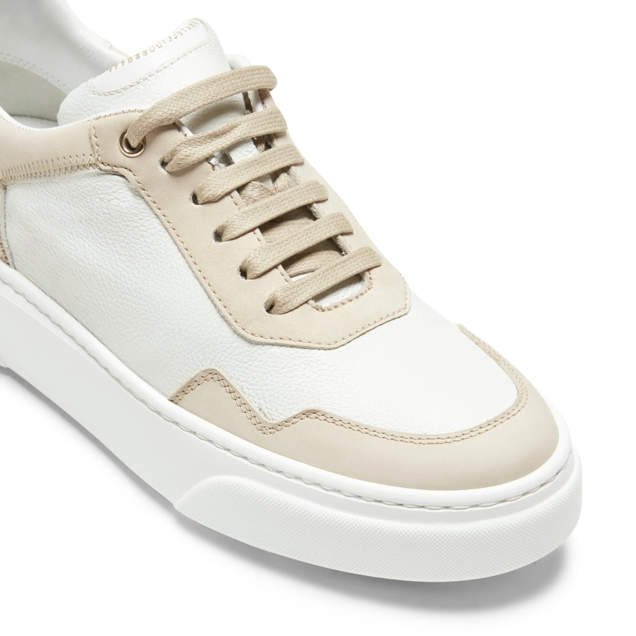 White And Dove Grey Leather And Suede Sneakers | Fratelli Rossetti