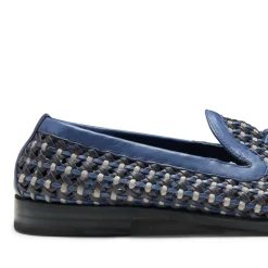 Woven China Blue Leather Brera Loafer | Fratelli Rossetti